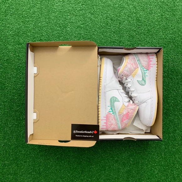 🍦*NEW* Air Jordan 1 Mid “Paint Drip” (GS) - Picture 9 of 10